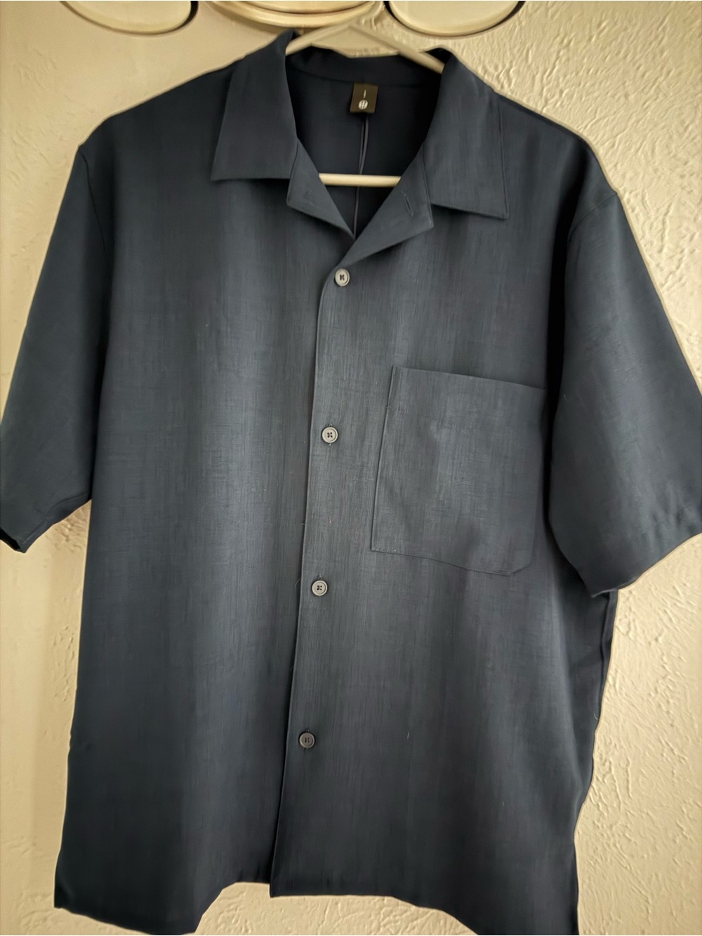 lululemon athletica Navy Short Sleeve Button-Up Shirt